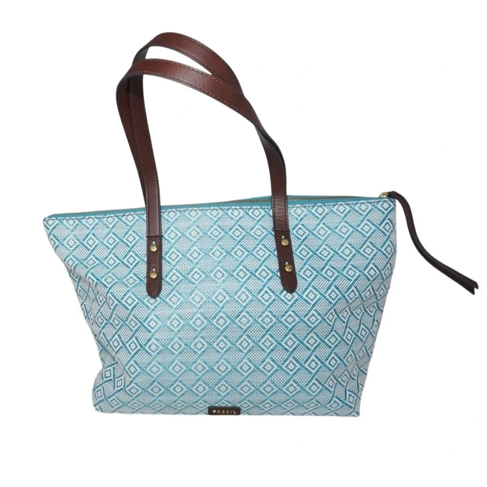 Fossil Blue and Brown Jenna Tote Bag - Picture 3 of 9